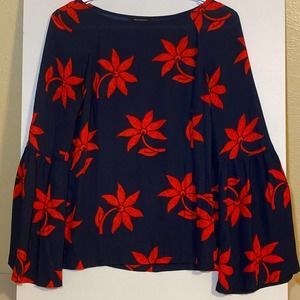 Banana Republic Floral Bell Sleeve Blouse Shirt Size XS Boho